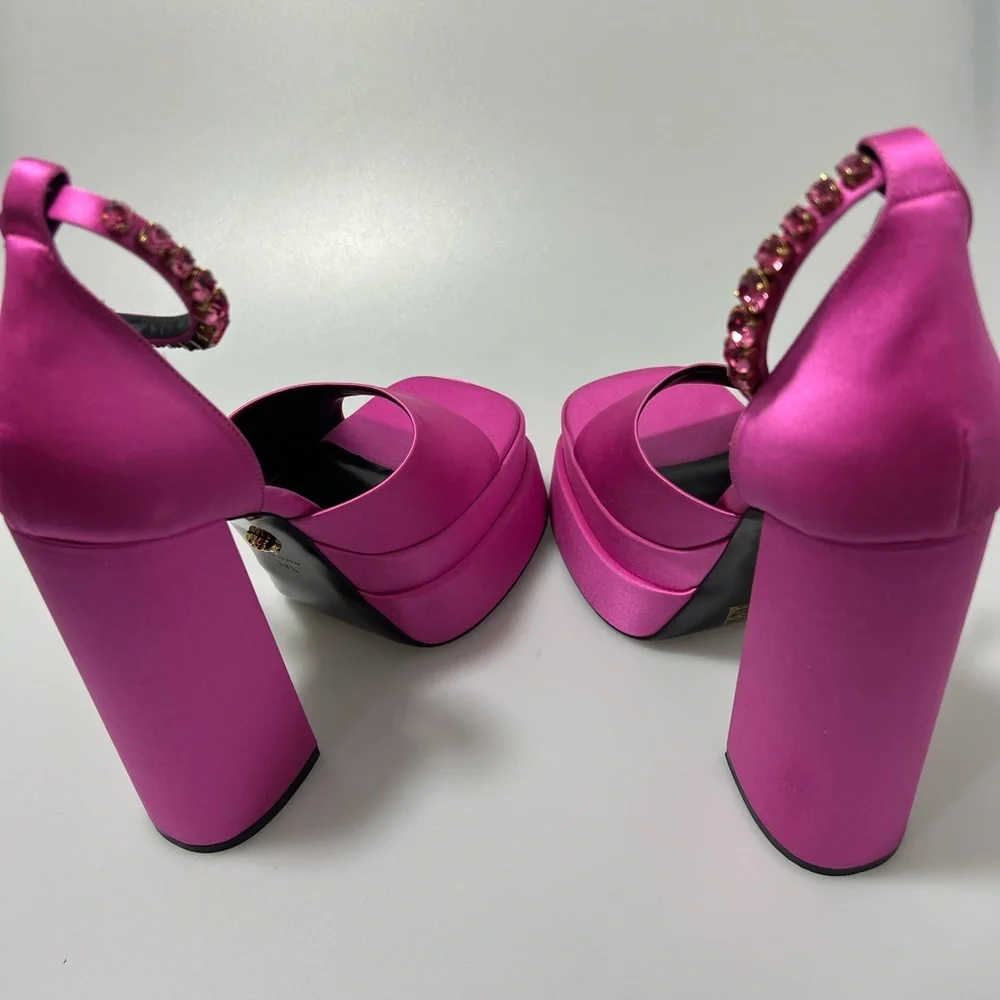 Versace Aevitas Satin Platform Pumps Pink Women’s EU 38.5/US 8.5 - Picture 8 of 12
